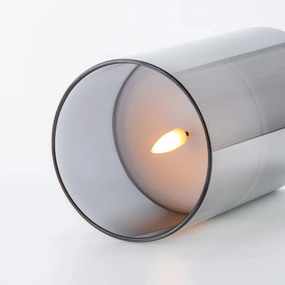 Kustin | Bougies LED – Verre Gris – Effet Flamme Réaliste – Set de 3