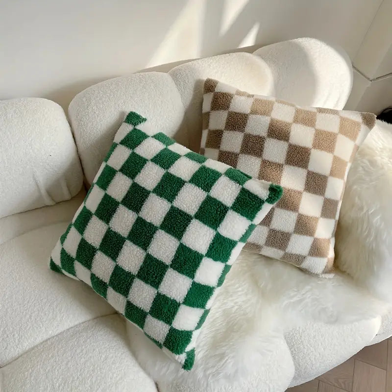 Housse de Coussin à Motif Vichy