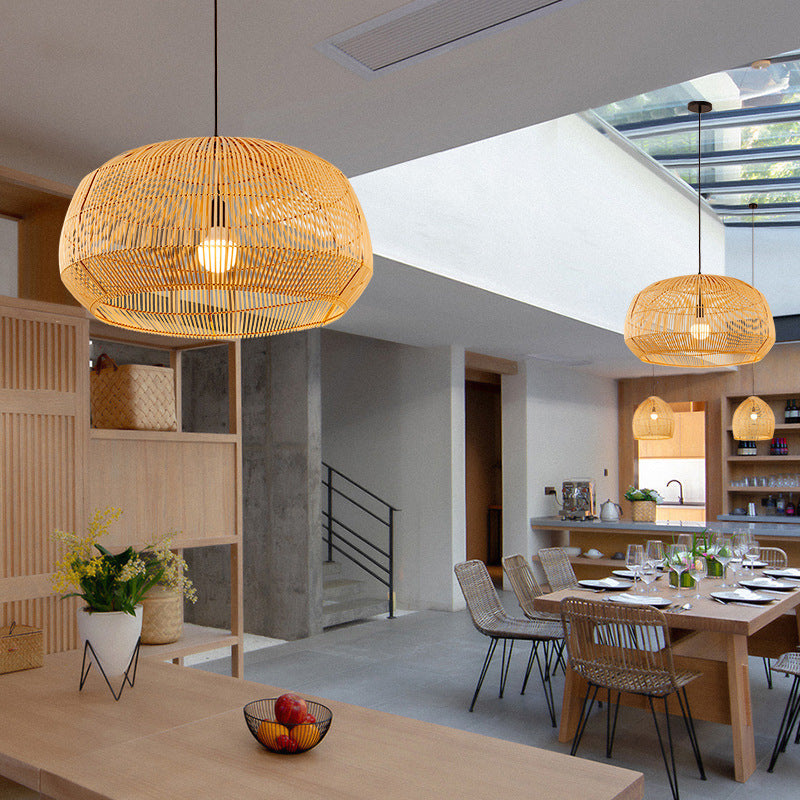 Vendin | Suspension en rotin – style contemporain – ampoule LED compatible