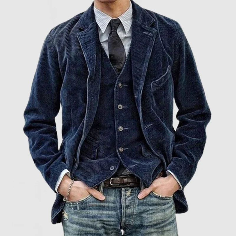 James Blazer Homme en Velours Côtelé – Elegant, Warm & Versatile with Modern Vest