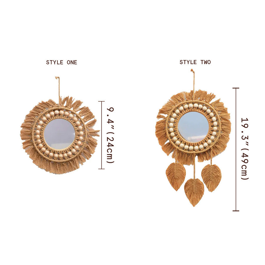 Soleil Vinter | Miroir en macramé – perles élégantes