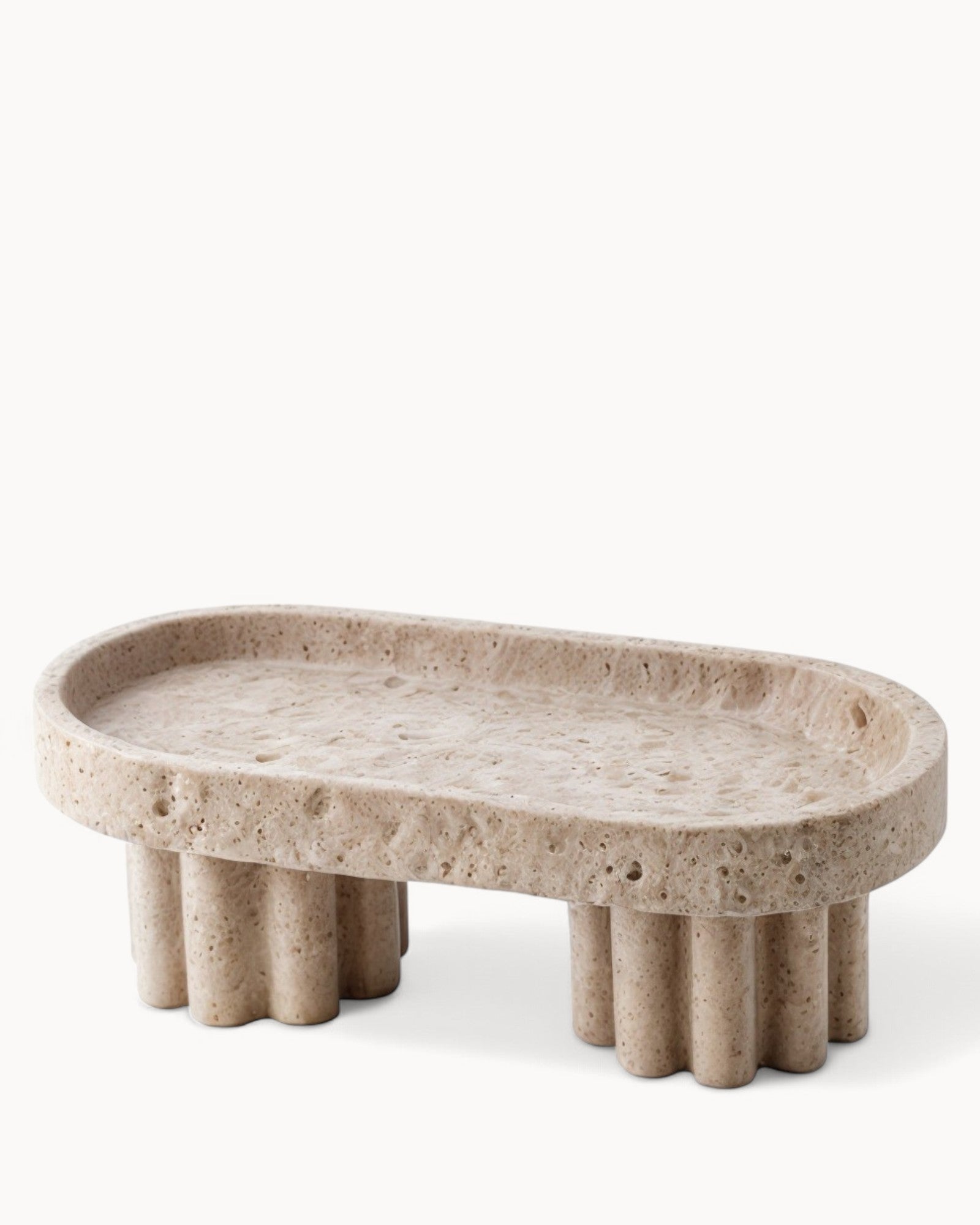 Éclat Blå | Saladiers Wabi-Sabi – Décoration en travertin jaune pour un salon élégant