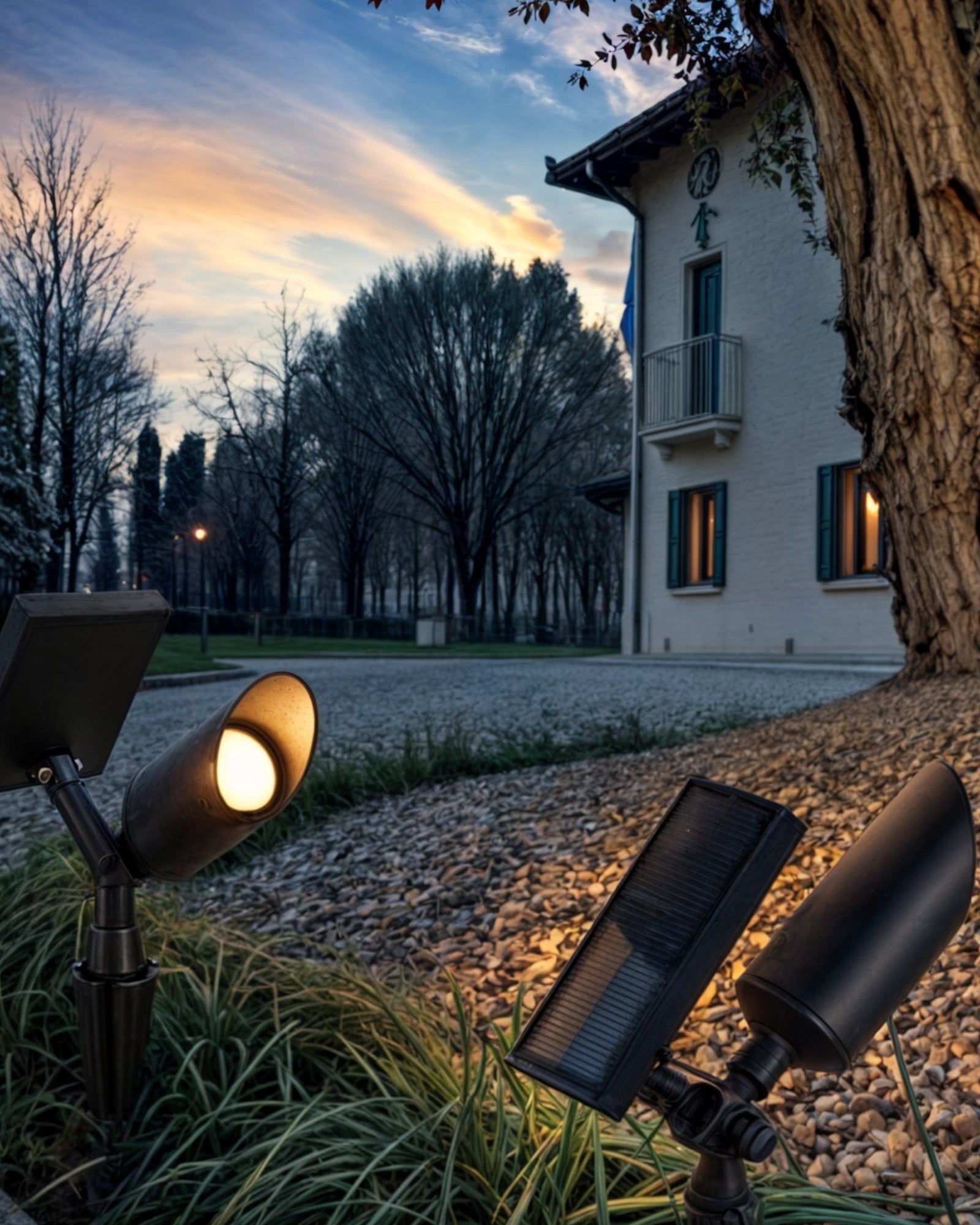 Maiind | Lampe suspendue solaire LED – Design moderne et élégant – Verre/metal noir – Lumière blanc chaud, IP65