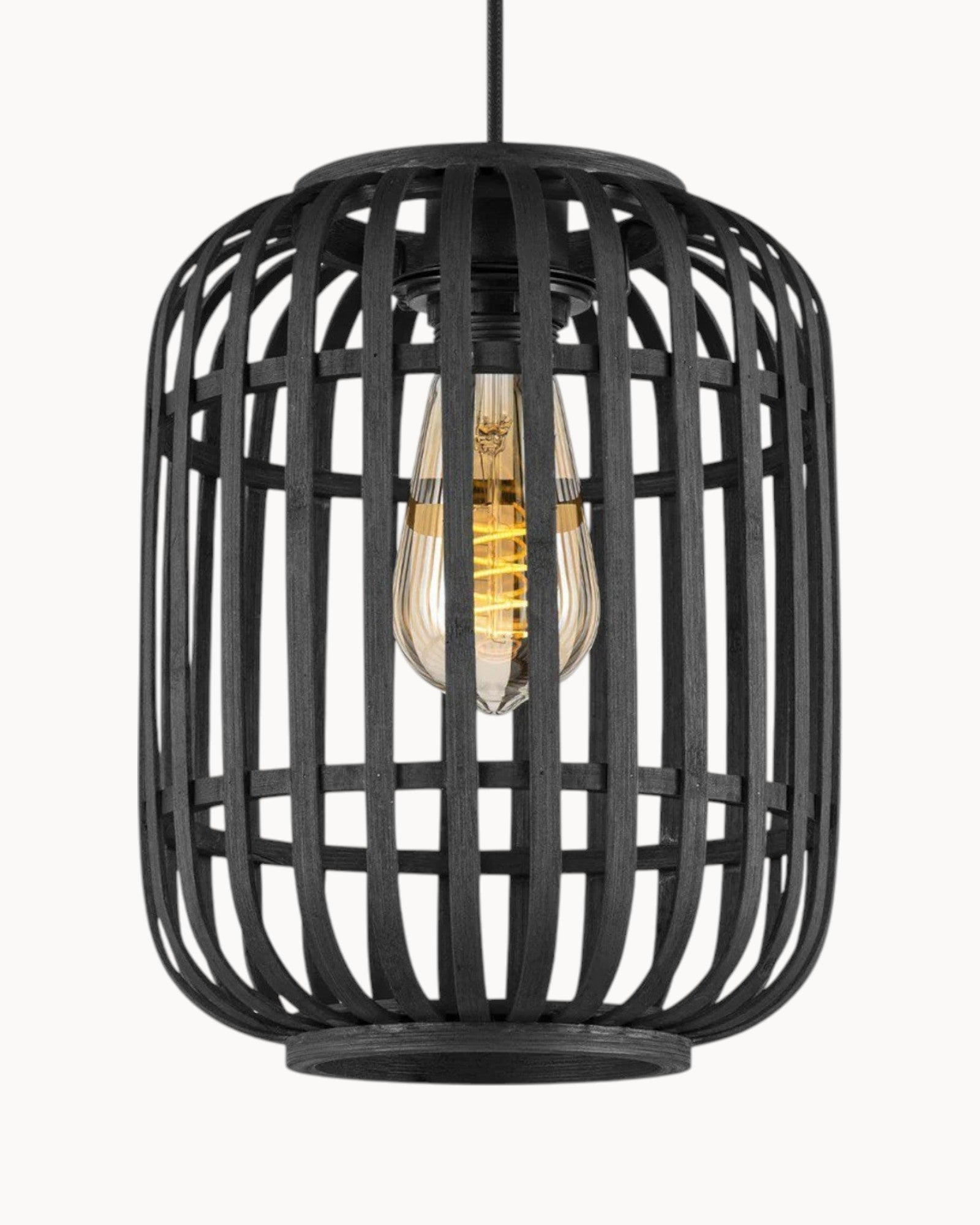 Vineil | Suspension en bambou noir – Éclairage chaleureux – Ø21,5 x 131 cm