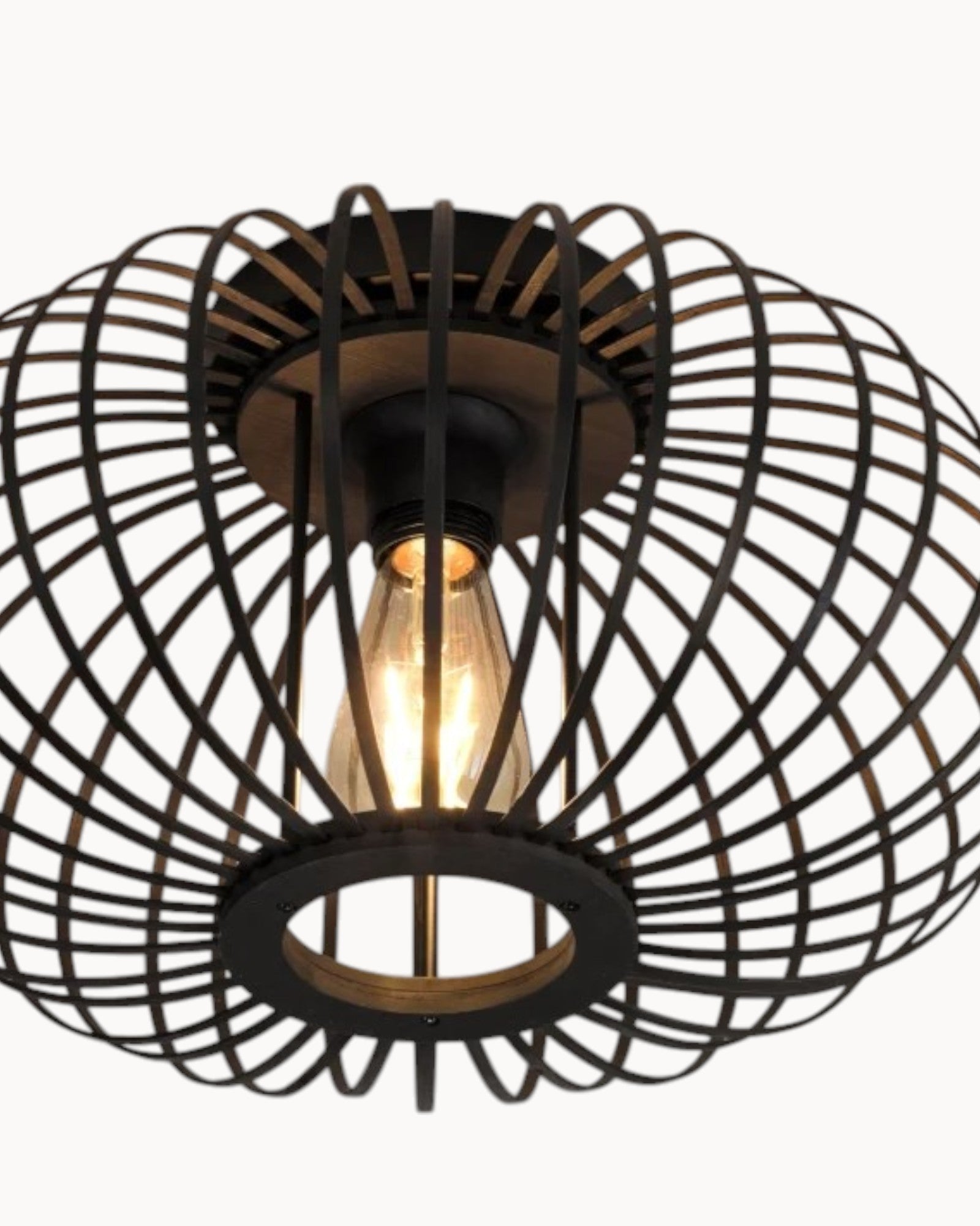 Vinjus | Plafonnier rétro noir-doré – métal rond – Ø30 cm