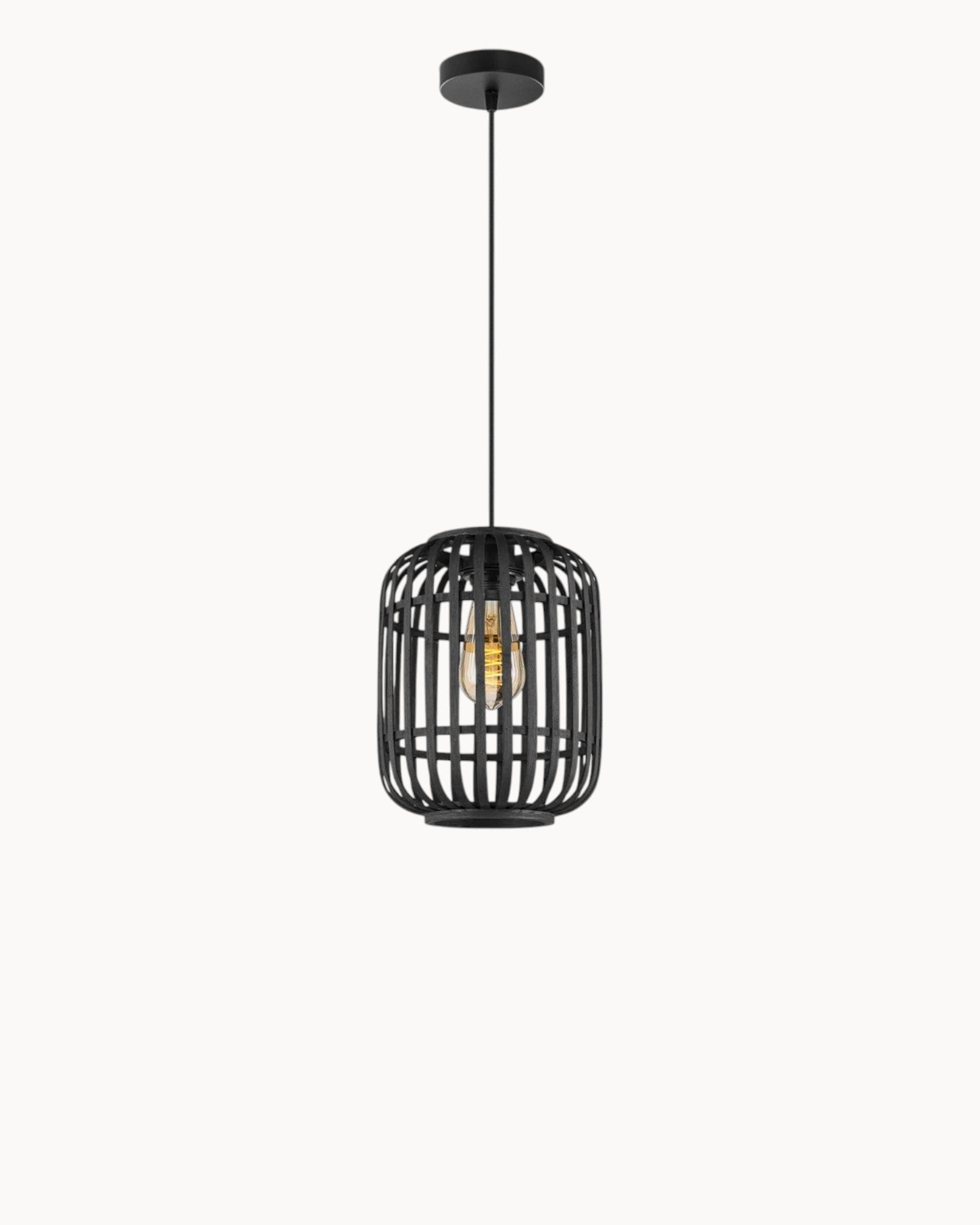 Vineil | Suspension en bambou noir – Éclairage chaleureux – Ø21,5 x 131 cm