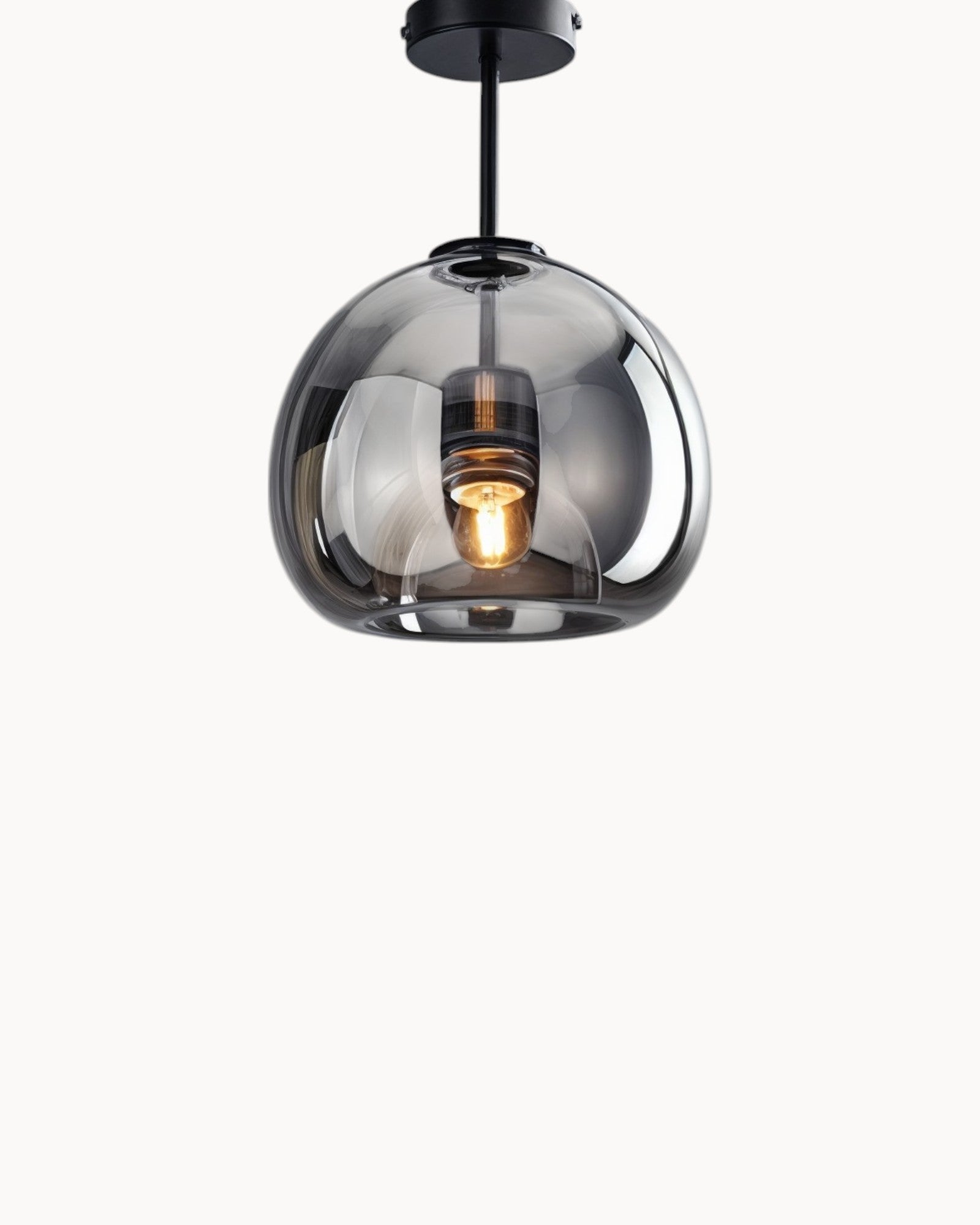 Clauce | Lampe de plafond moderne – verre fumé/cognac – éclairage LED – Ø 25 cm
