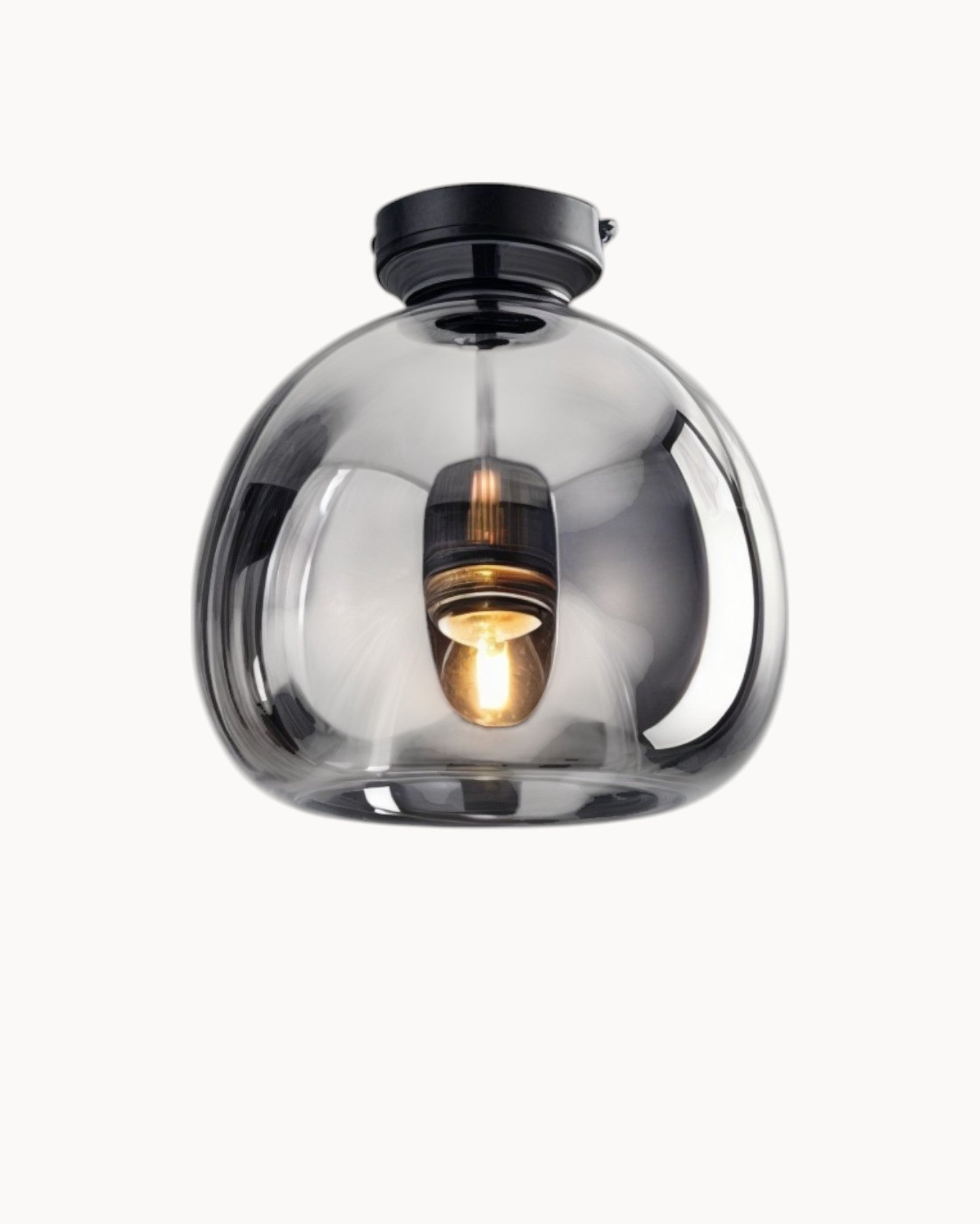 Clauce | Lampe de plafond moderne – verre fumé/cognac – éclairage LED – Ø 25 cm