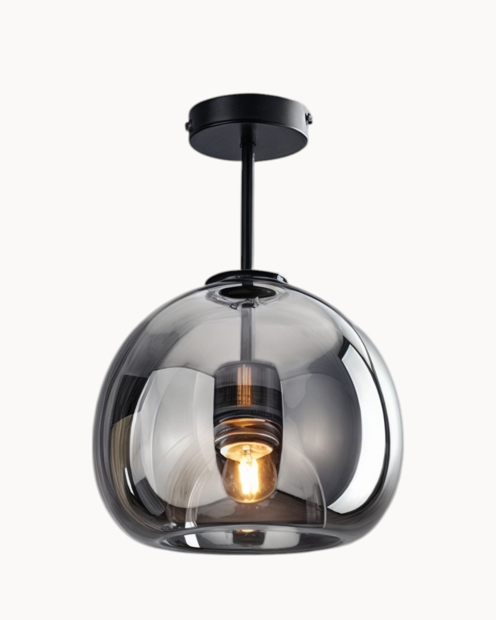 Clauce | Lampe de plafond moderne – verre fumé/cognac – éclairage LED – Ø 25 cm
