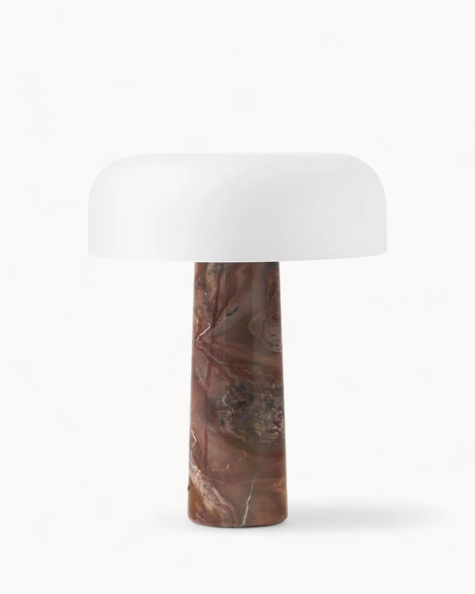 Mateil | Lampe de table élégante – verre blanc et marbre brun – Ø32cm