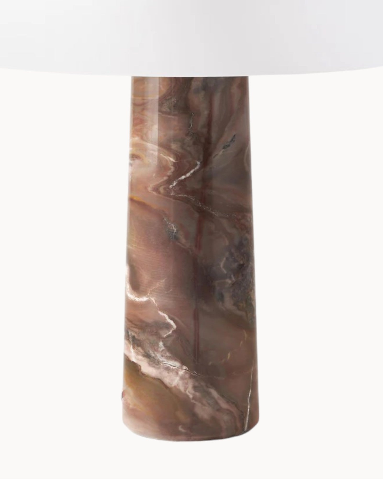 Mateil | Lampe de table élégante – verre blanc et marbre brun – Ø32cm