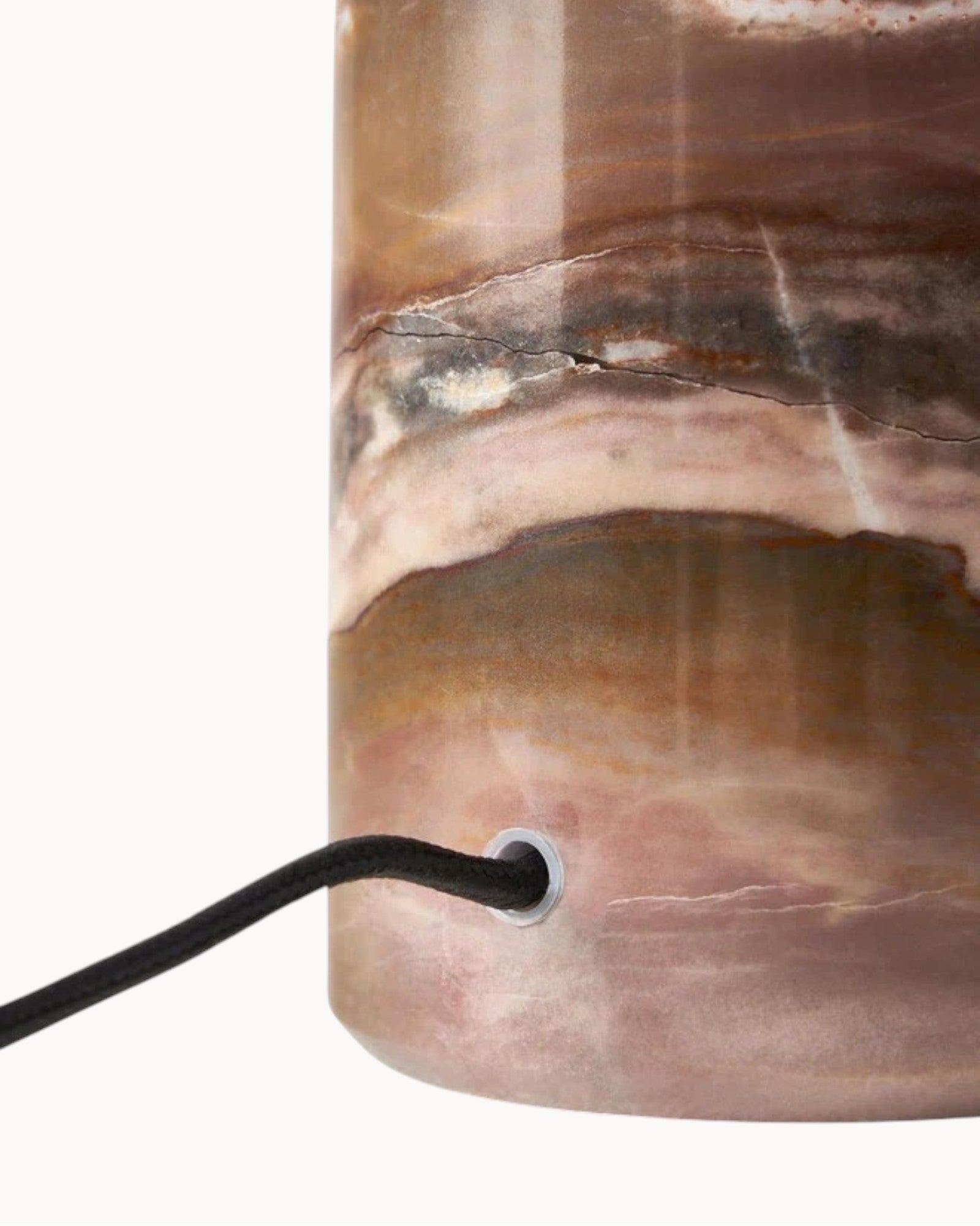 Mateil | Lampe de table élégante – verre blanc et marbre brun – Ø32cm