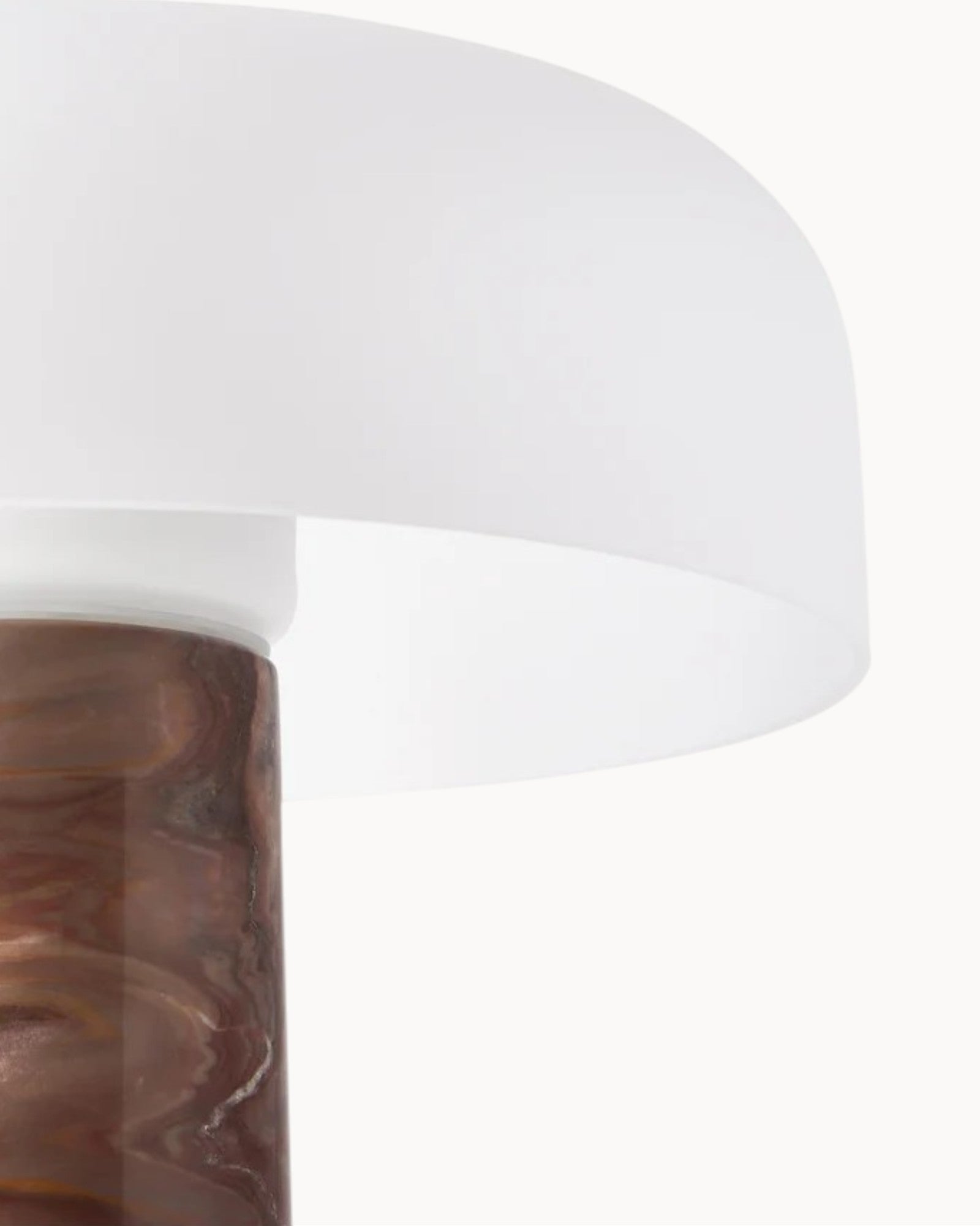 Mateil | Lampe de table élégante – verre blanc et marbre brun – Ø32cm