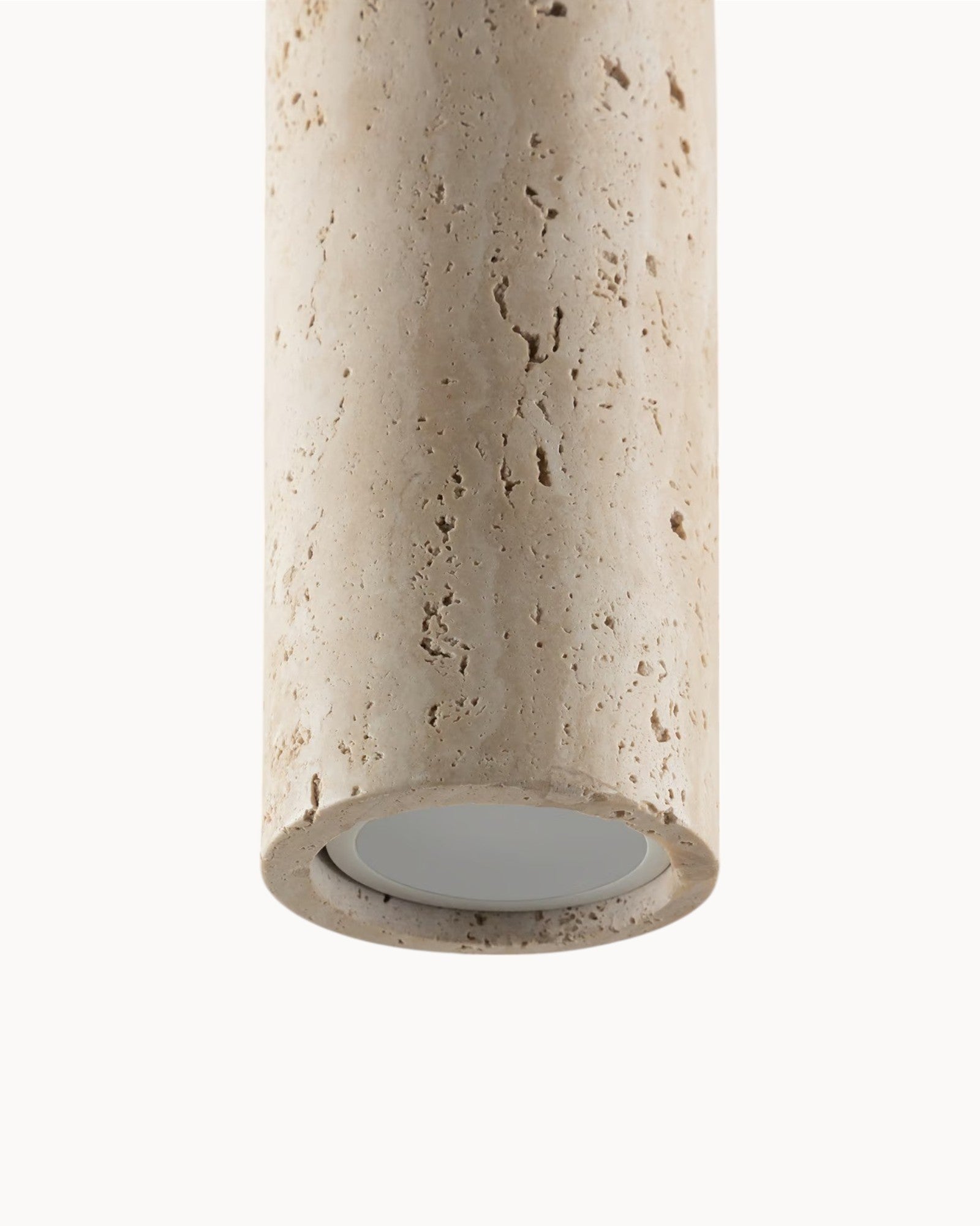 Nuiord | Suspension réglable en travertin et bois - Ø10 cm