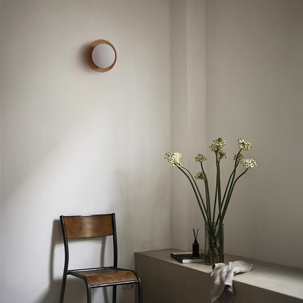Frieau | Applique murale moderne en bois et verre – Éclairage élégant