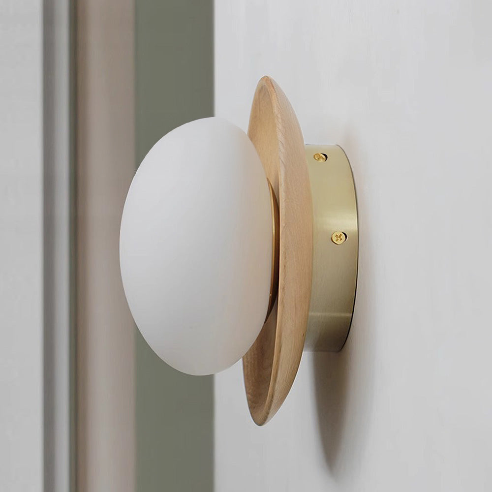 Frieau | Applique murale moderne en bois et verre – Éclairage élégant