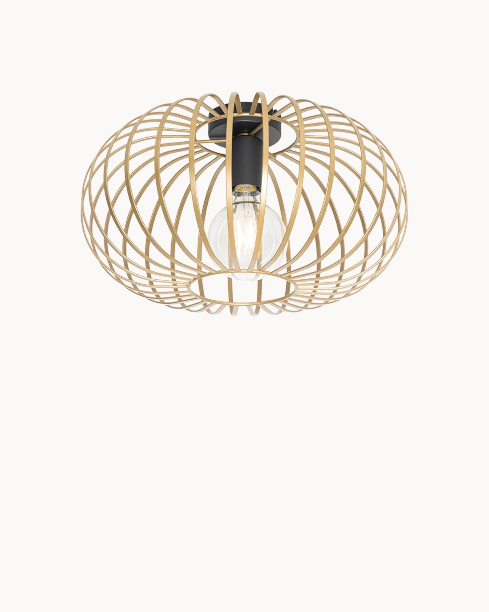 Vinjus | Plafonnier rétro noir-doré – métal rond – Ø30 cm