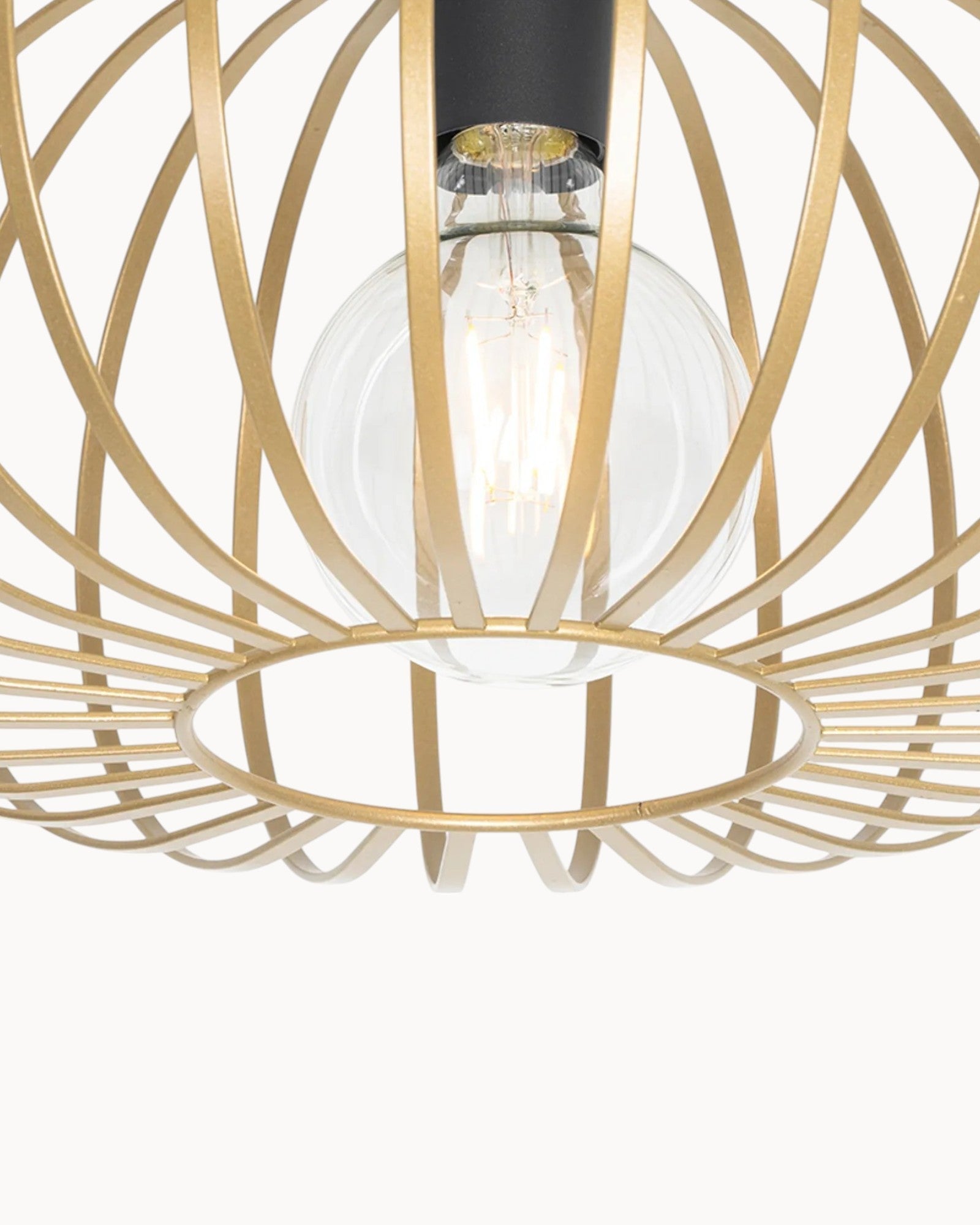 Vinjus | Plafonnier rétro noir-doré – métal rond – Ø30 cm