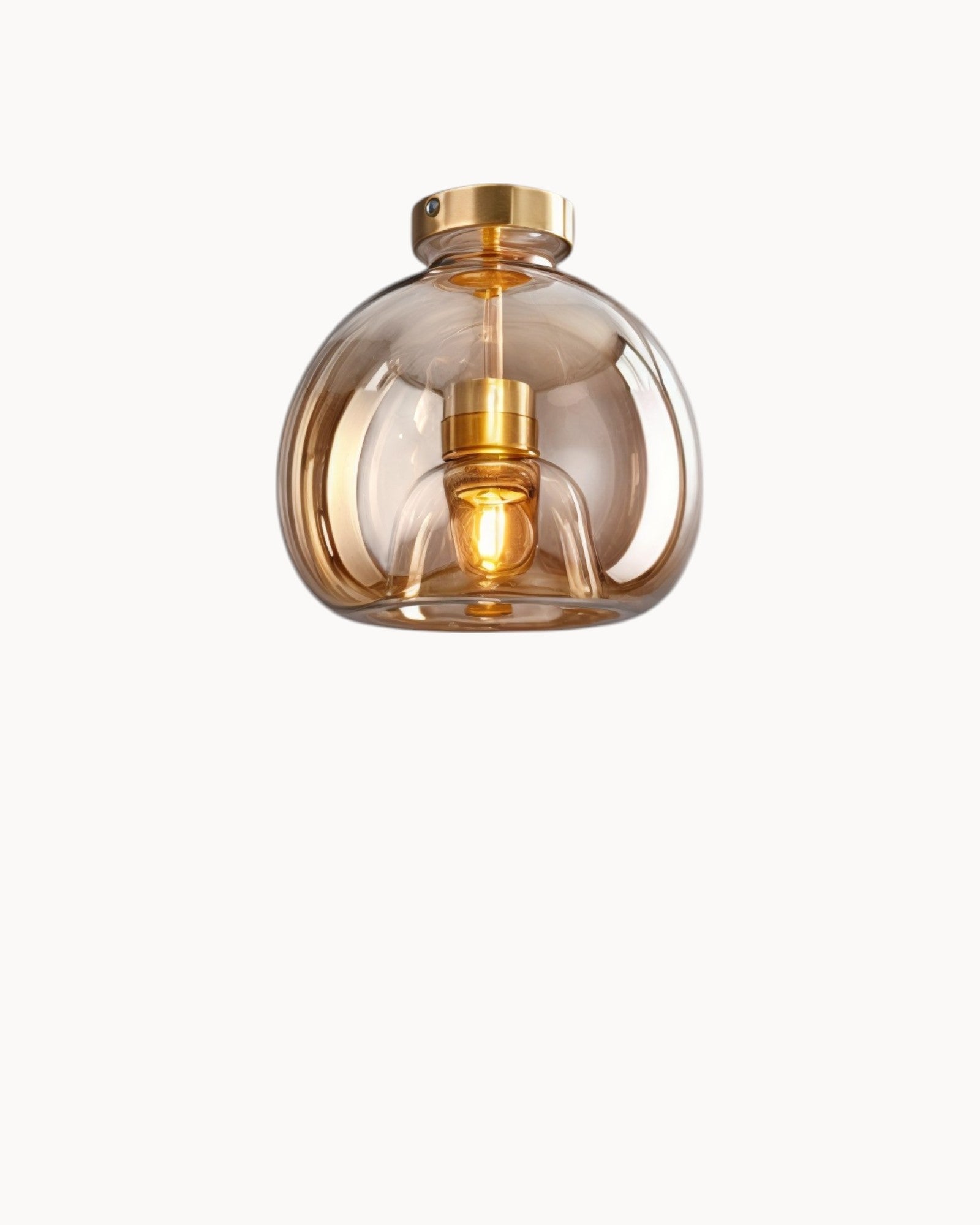 Clauce | Lampe de plafond moderne – verre fumé/cognac – éclairage LED – Ø 25 cm