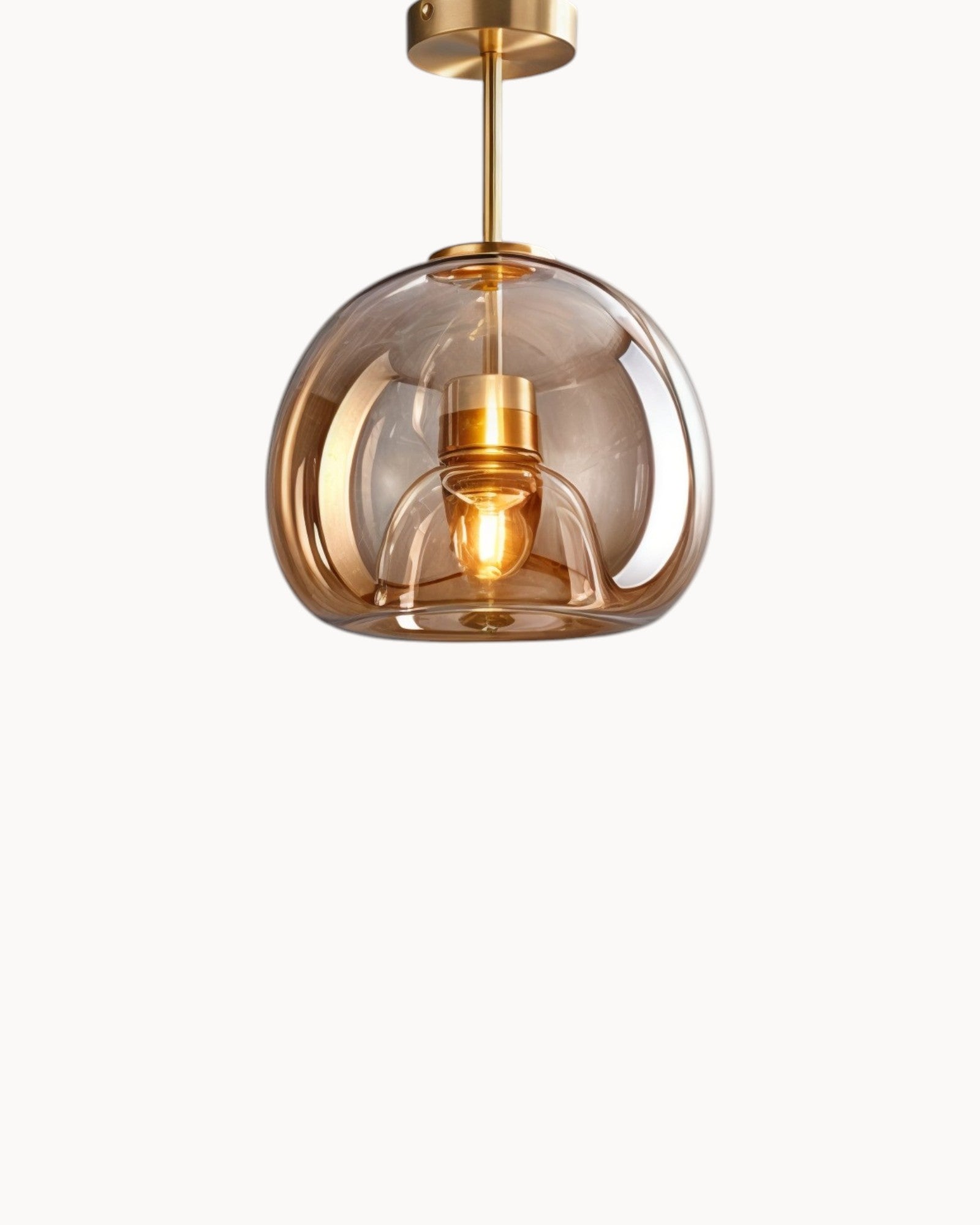 Clauce | Lampe de plafond moderne – verre fumé/cognac – éclairage LED – Ø 25 cm
