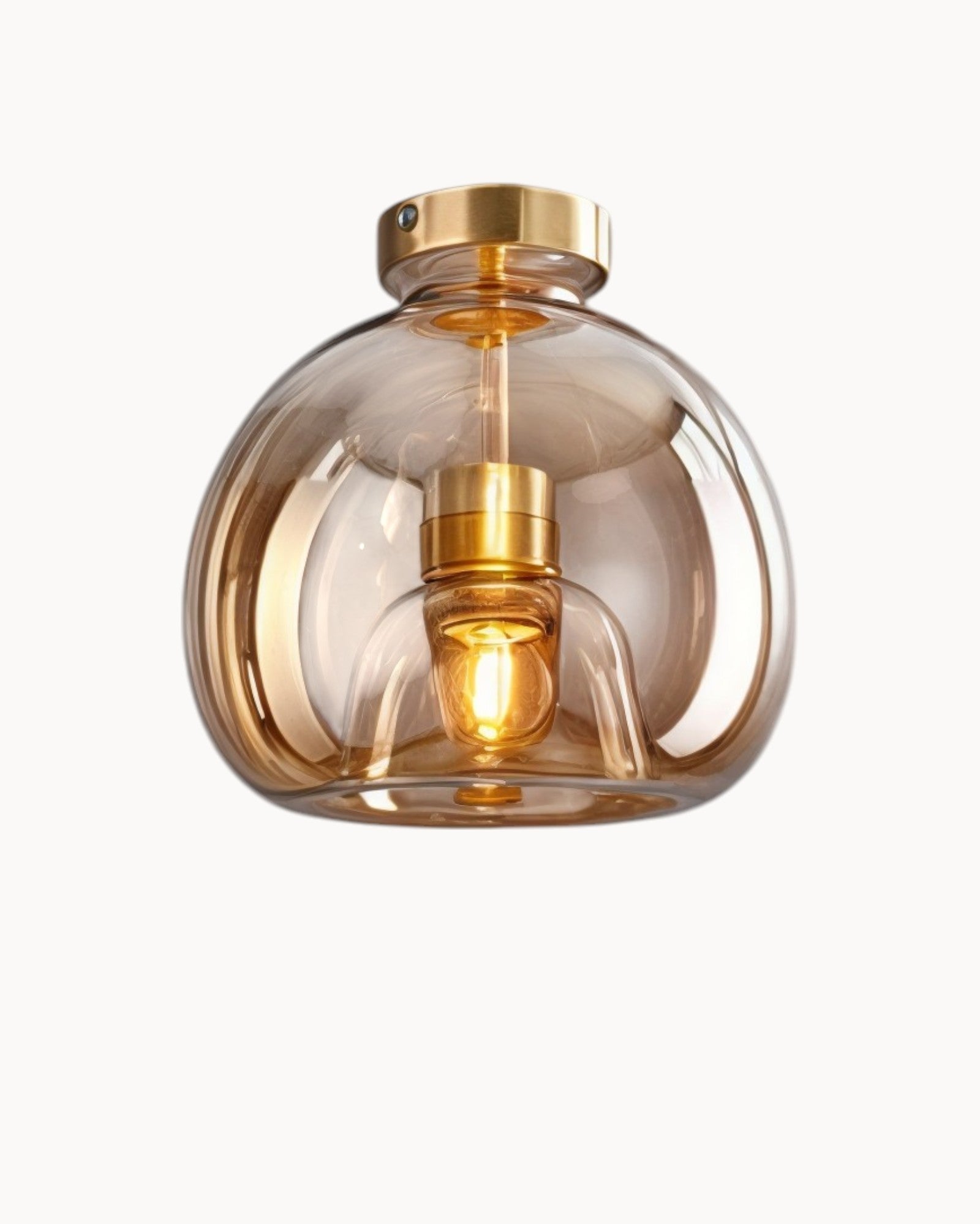 Clauce | Lampe de plafond moderne – verre fumé/cognac – éclairage LED – Ø 25 cm