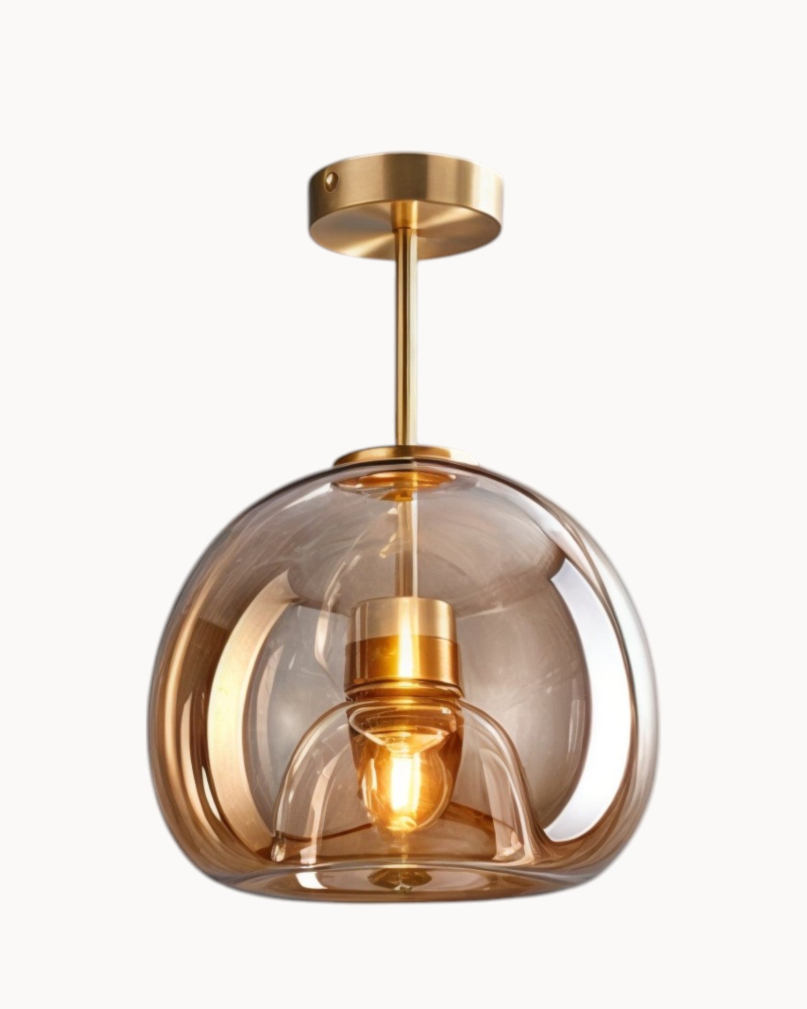 Clauce | Lampe de plafond moderne – verre fumé/cognac – éclairage LED – Ø 25 cm