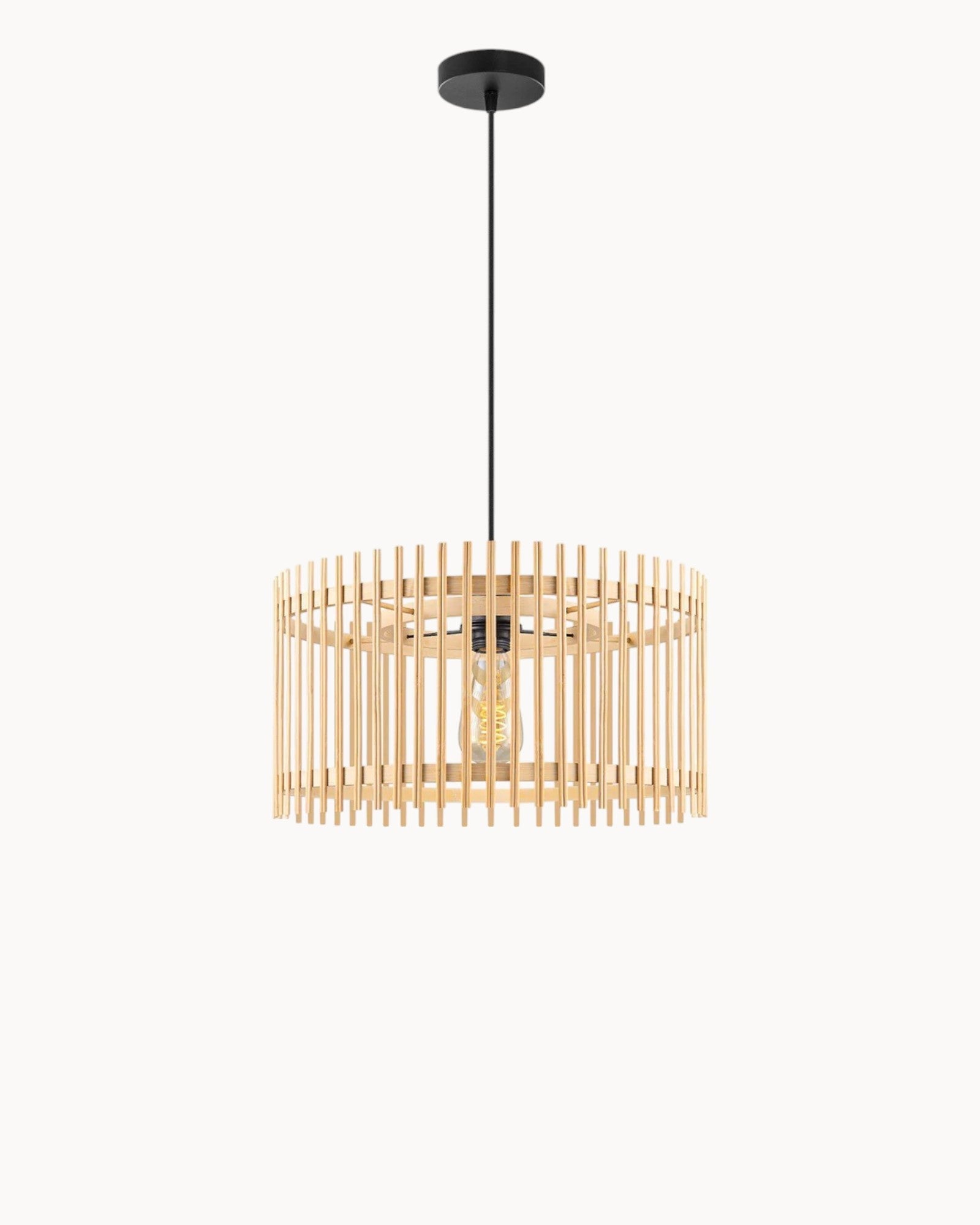 Neige Storm | Suspension Boho Beige Bambou Ø40 x 126 cm – Élégance naturelle
