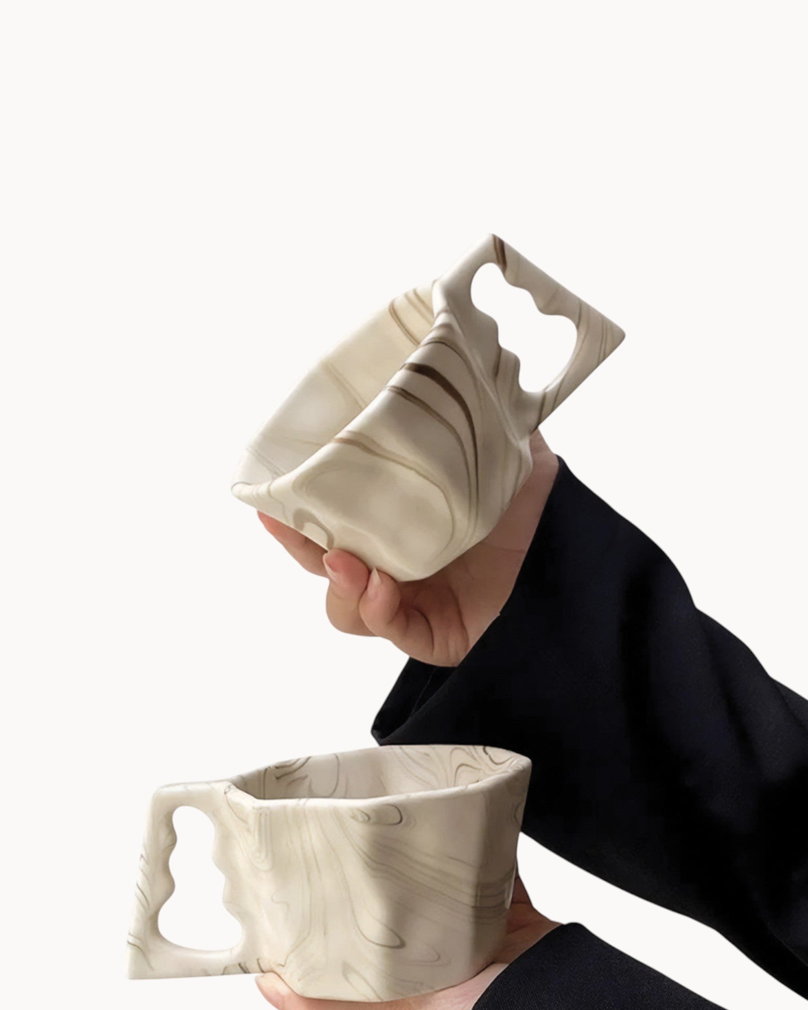 Vent Ljus | Mug octogonal – Design moderne – Brun et gris élégant