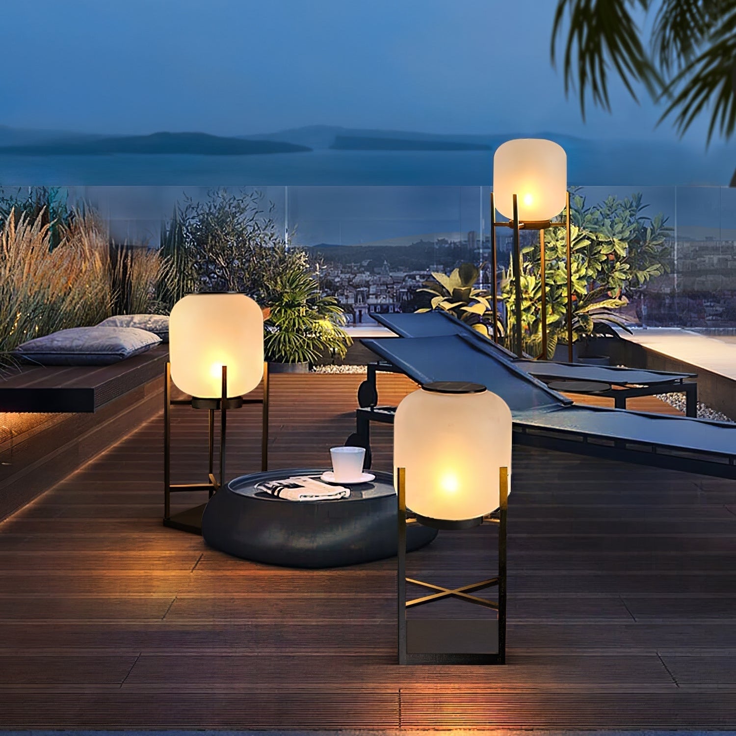 Brume Hem | Lampe sur pied solaire – acier inoxydable – design moderne
