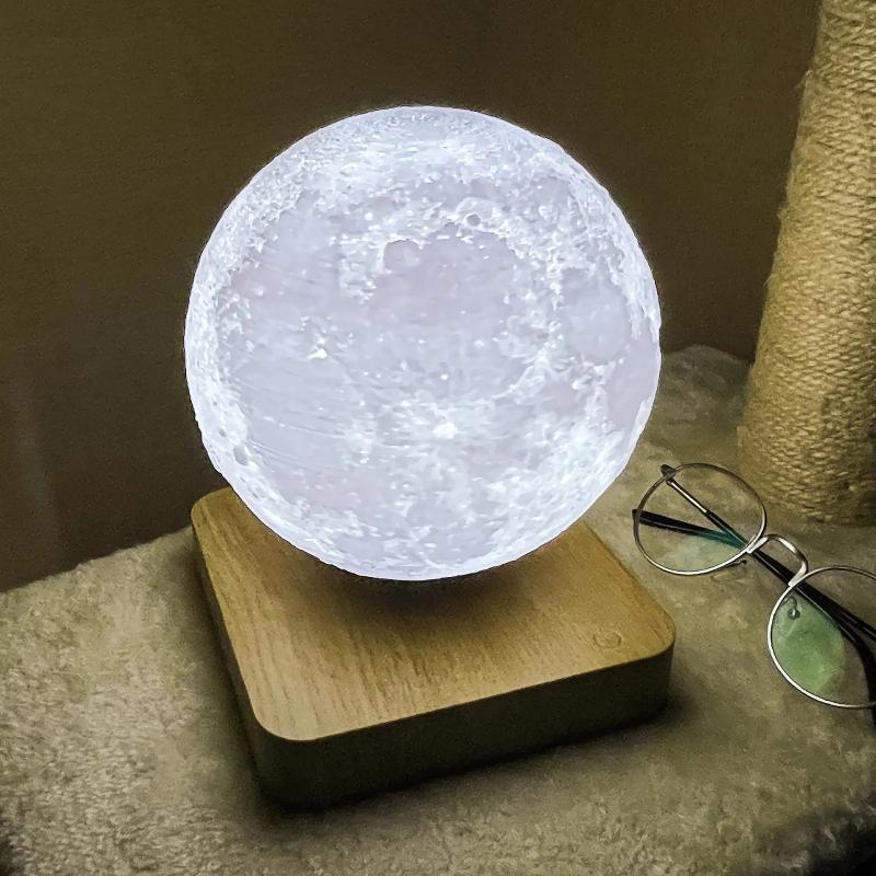 Skoumi | Lampe Lunaire Flottante – LED 3D tactile & télécommande