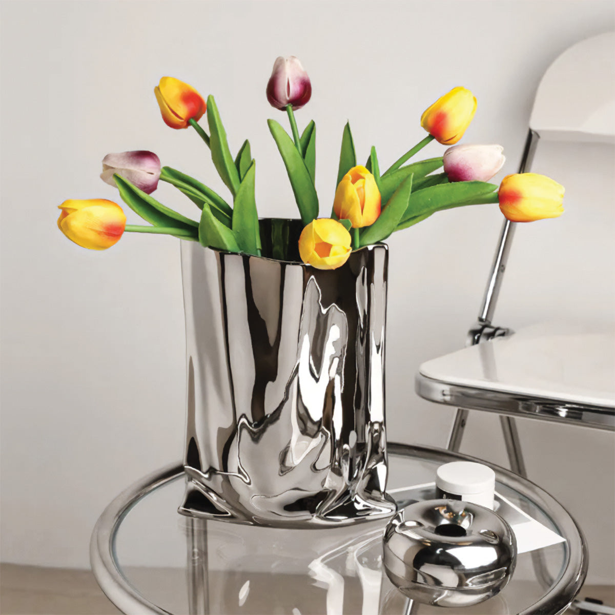 Lys Lind | Vase à fleurs plissé – Élégance moderne – Design raffiné