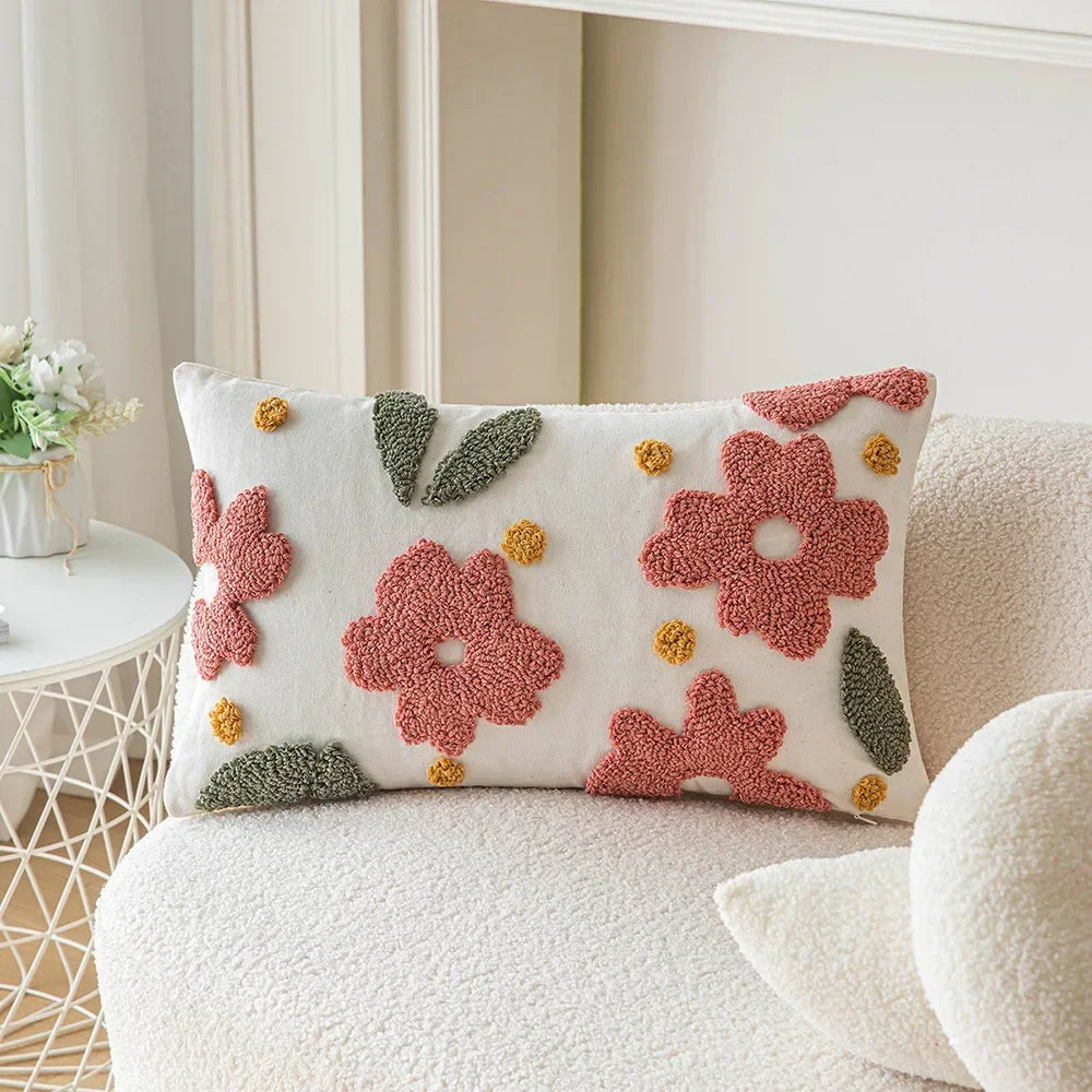 Housse de Coussin Brodée Flora