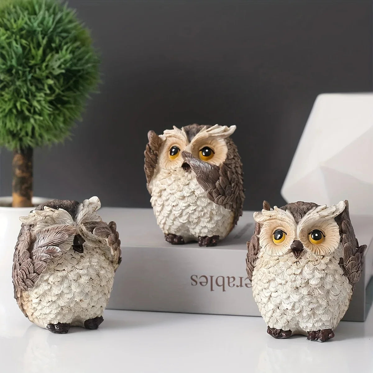 Figurines de Hiboux Rustiques Plumés