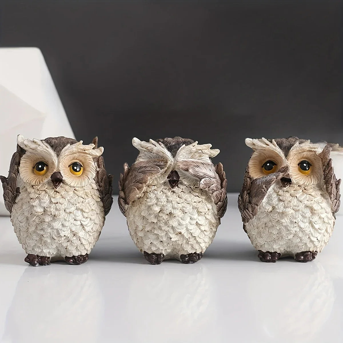 Figurines de Hiboux Rustiques Plumés