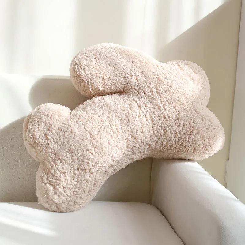 Coussin en peluche bouclé en forme de lapin