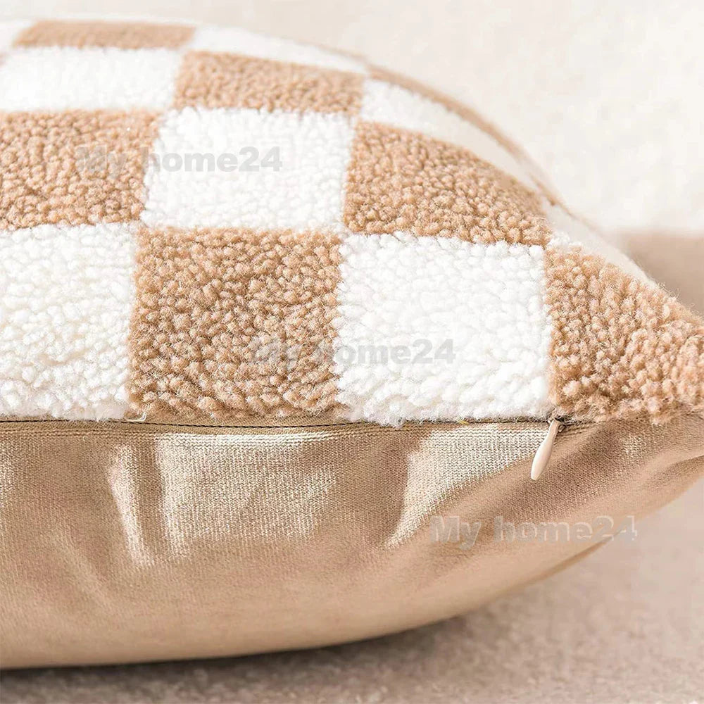 Housse de Coussin à Motif Vichy