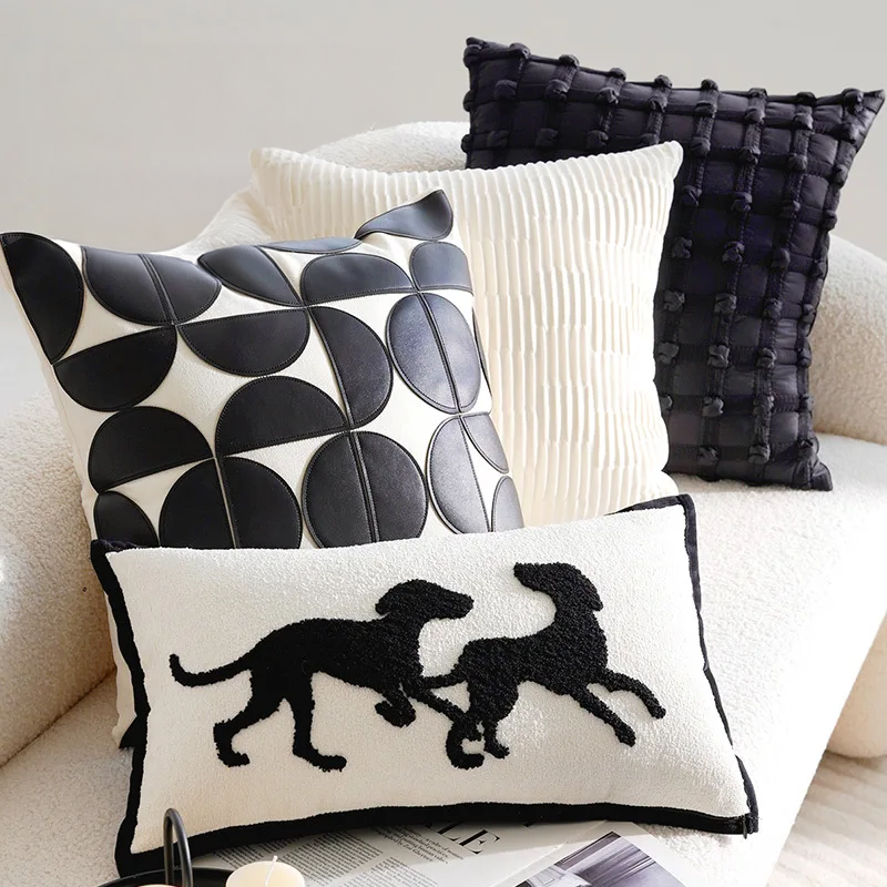 Housse de Coussin Tactile Noire