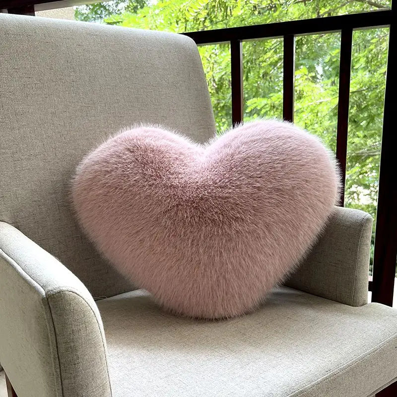 Coussin en Peluche en Forme de Cœur