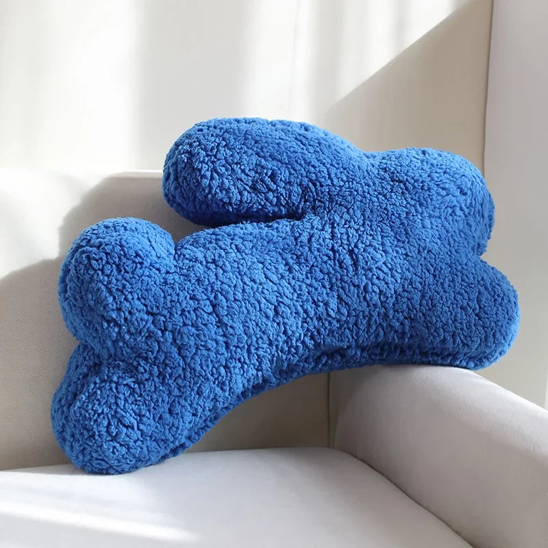 Coussin en peluche bouclé en forme de lapin