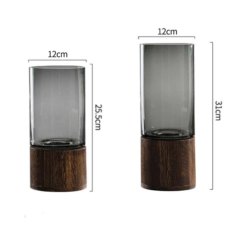 Vent Blå | Vase en verre et bois – Élégance naturelle