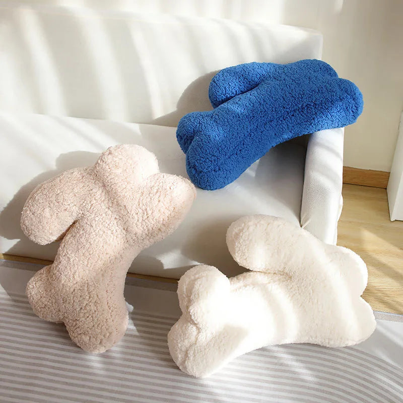 Coussin en peluche bouclé en forme de lapin