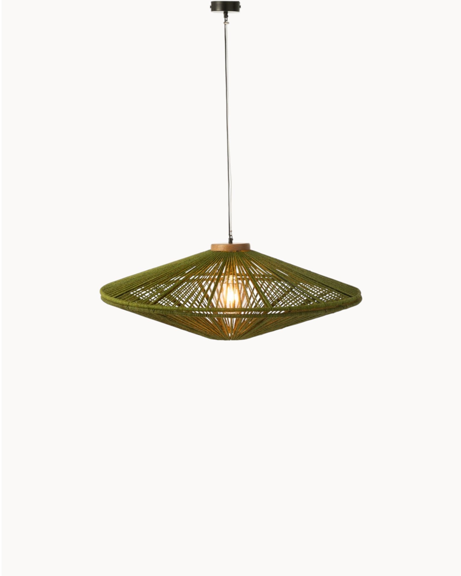 Claord | Suspension Ovni Verte – Grande Lampe en Métal et Jute