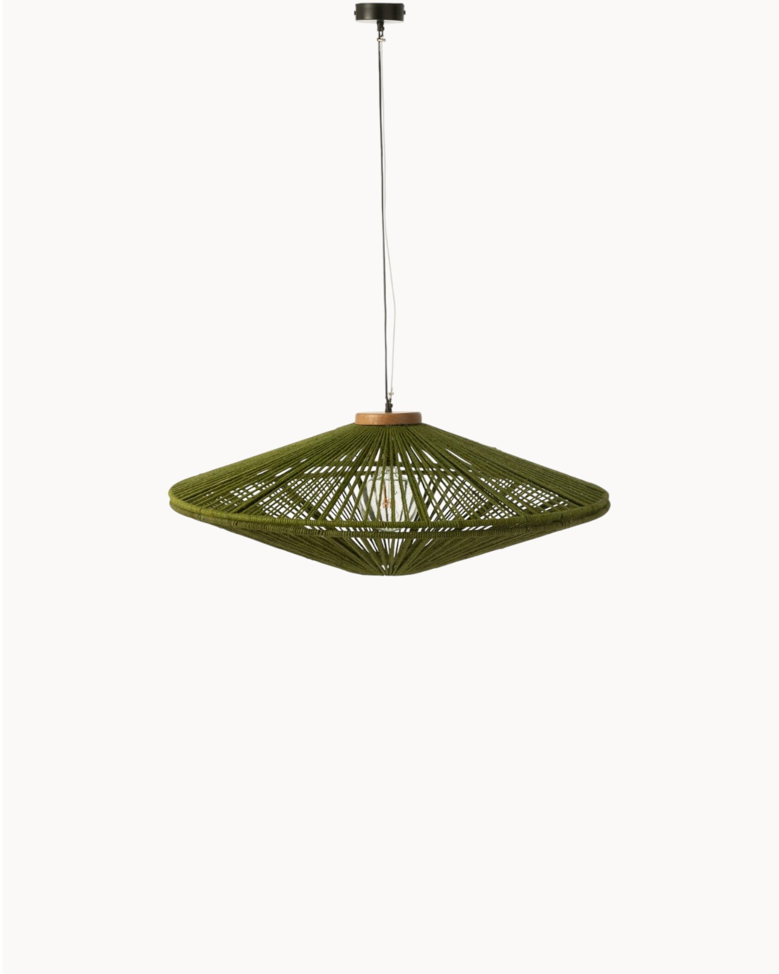 Claord | Suspension Ovni Verte – Grande Lampe en Métal et Jute