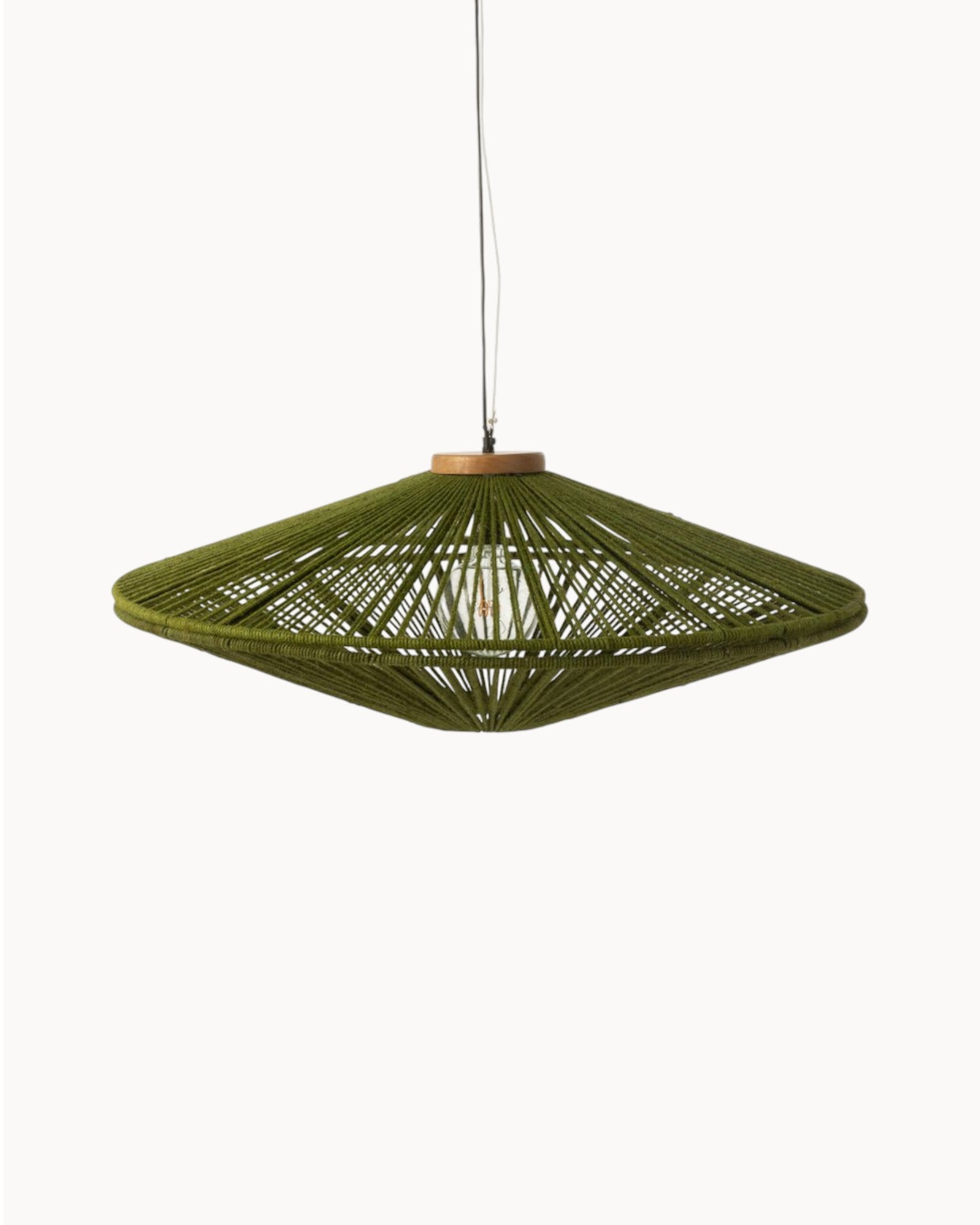 Claord | Suspension Ovni Verte – Grande Lampe en Métal et Jute