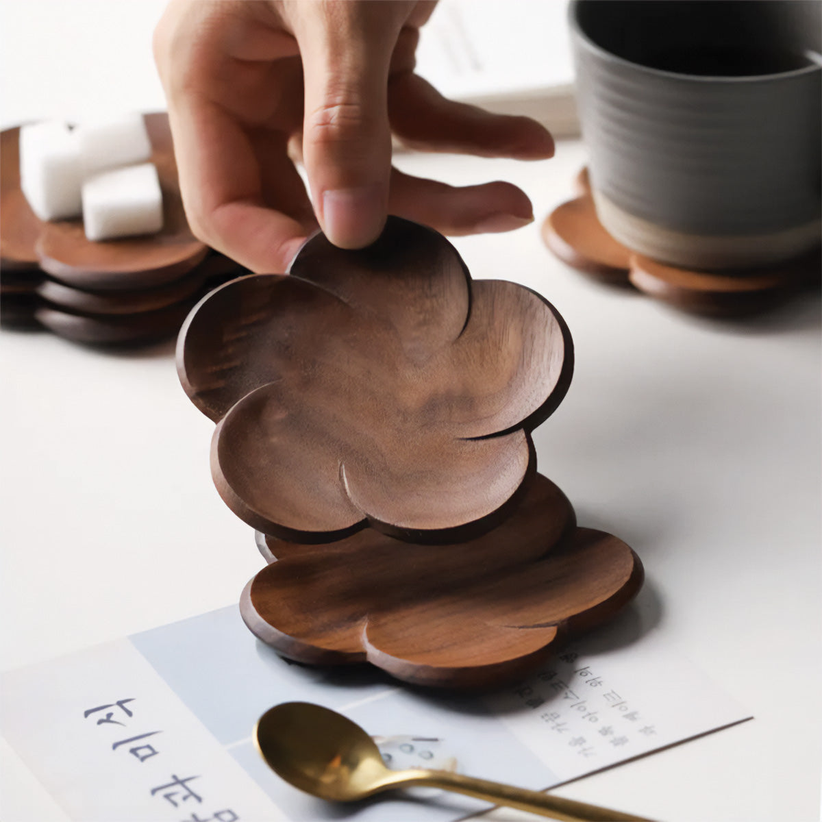 Brume Skon | Sous-verres en noyer – élégance naturelle – protection chic