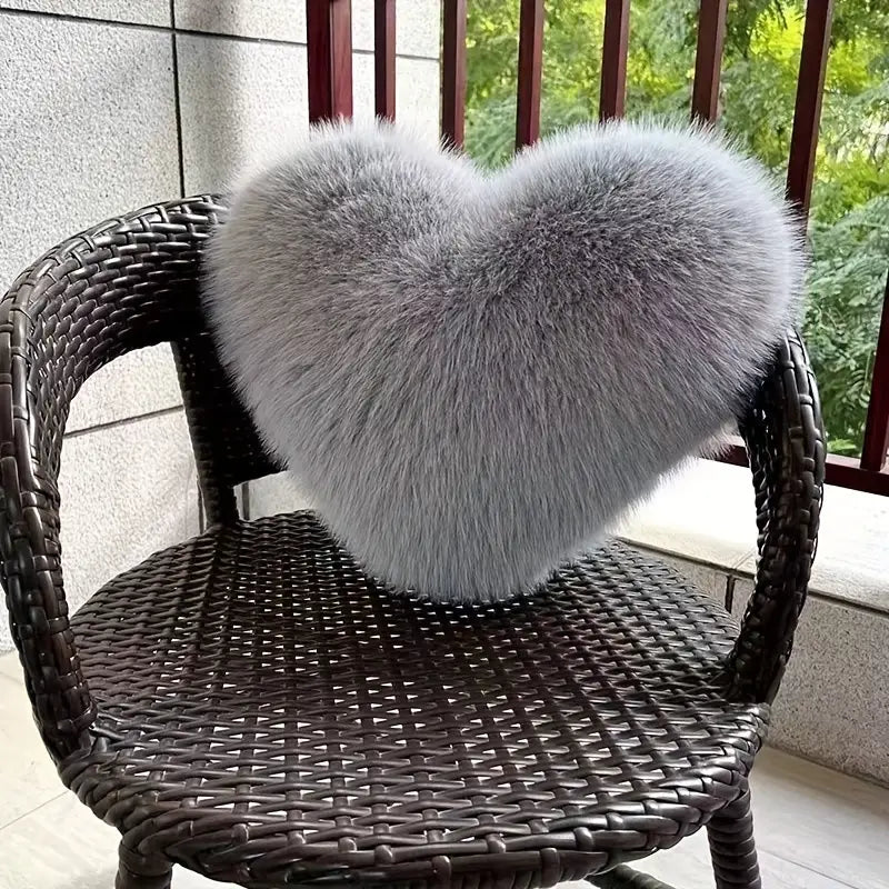 Coussin en Peluche en Forme de Cœur