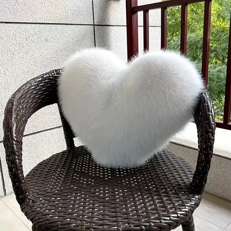 Coussin en Peluche en Forme de Cœur