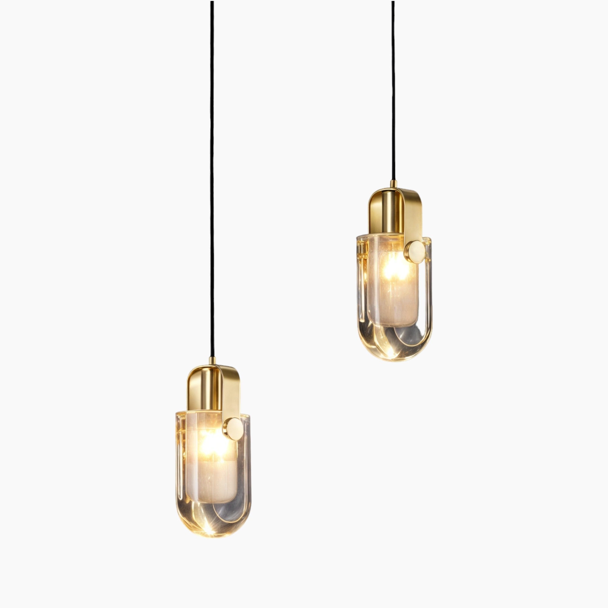 Maison Berg | Suspension moderne en or ovale – cristaux, cuivre & verre – 3 couleurs de lumière