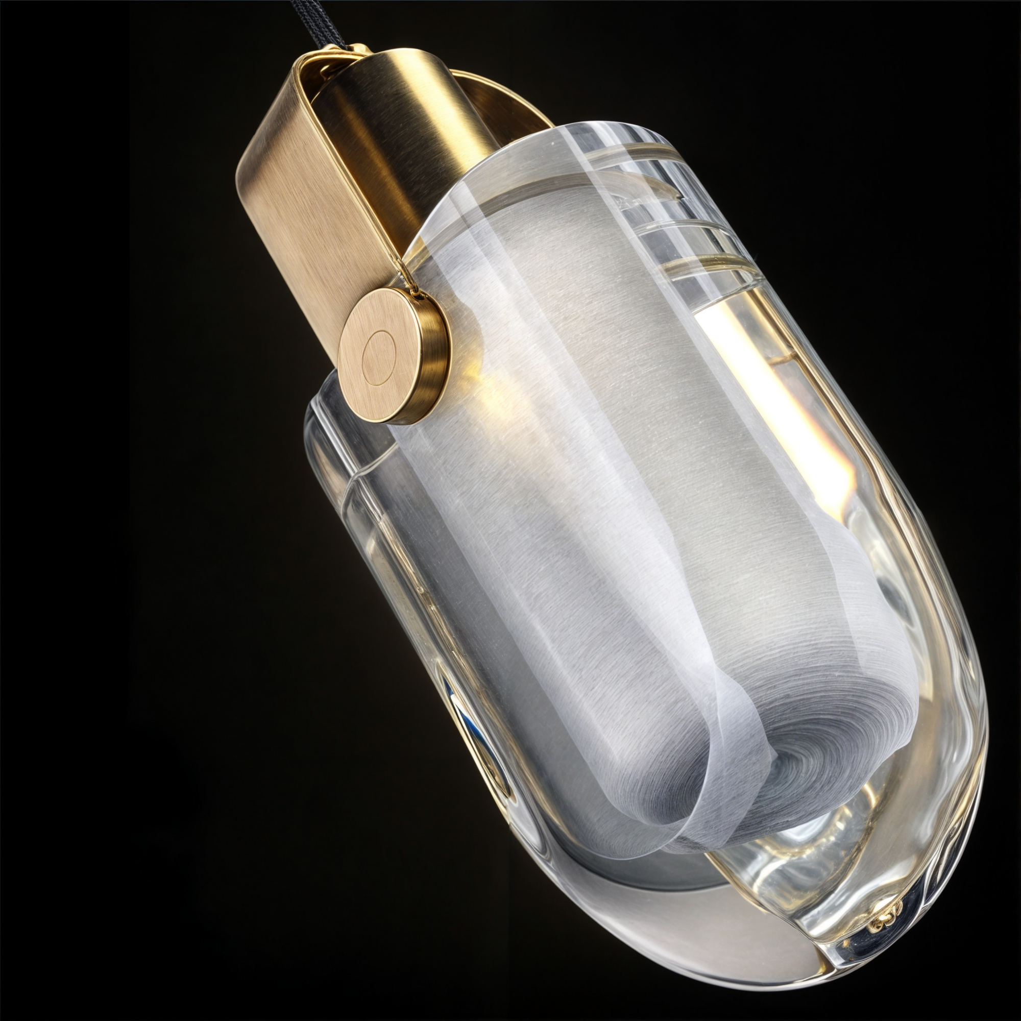 Maison Berg | Suspension moderne en or ovale – cristaux, cuivre & verre – 3 couleurs de lumière