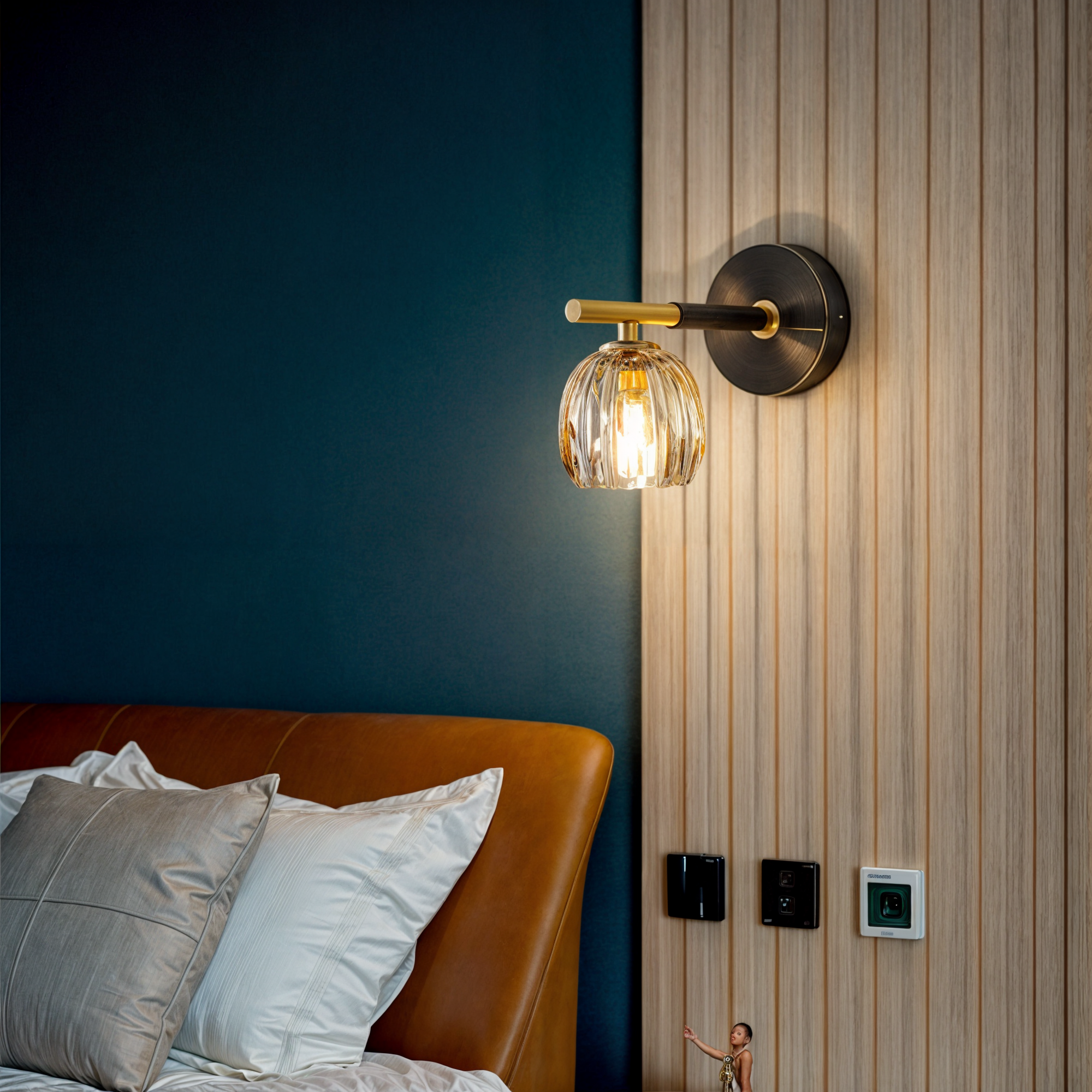 Lumi Blå | Applique murale moderne en cuivre – lumière chaude/froide – certifiée RoHS